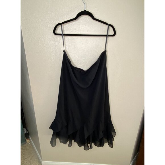 J.B.S. Womens Black Chiffon Ruffle Hem Skirt 2X Lightweight Polyester Midi - Picture 5 of 7